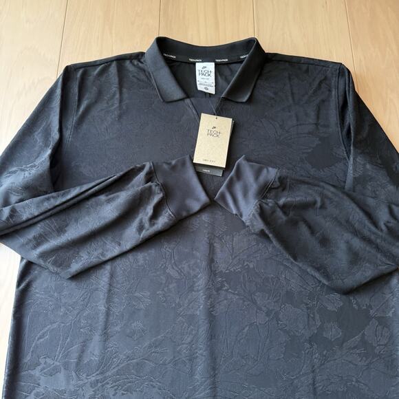Nike Tech Pack Polo Medium Black Floral Long Sleeve Dri Fit NWT Soccer Rugby - Picture 4 of 10